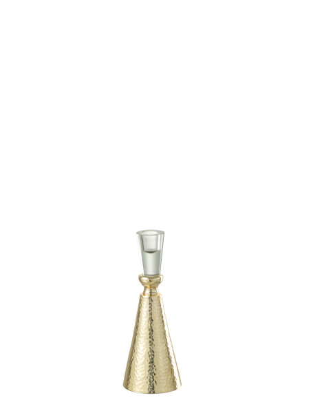 Porte-bougie en ruban en aluminium/verre doré/translucide petitJ-Line