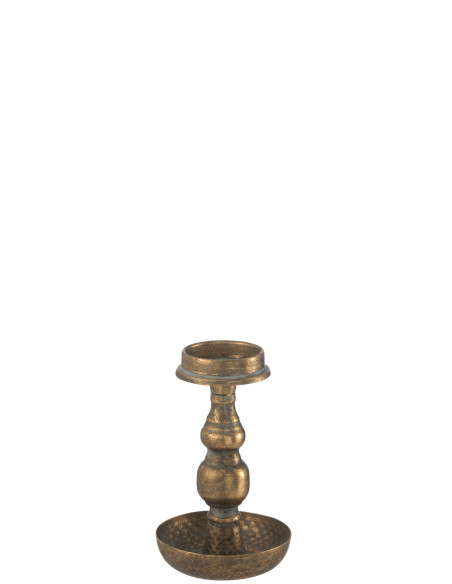 Porte-bougie en métal antique doréJ-Line