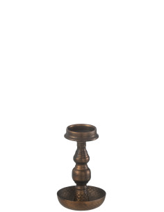 Porte-bougie en métal antique marronJ-Line