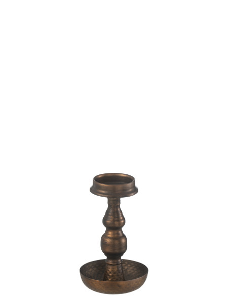 Porte-bougie en métal antique marronJ-Line