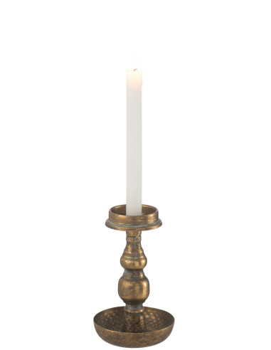 Porte-bougie en métal antique doréJ-Line
