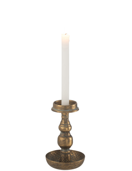 Porte-bougie en métal antique doréJ-Line