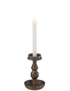 Porte-bougie en métal antique marronJ-Line 2