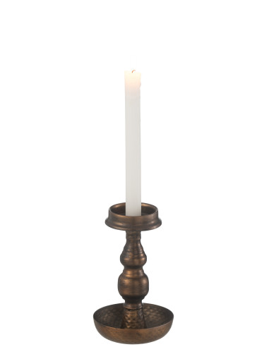 Porte-bougie en métal antique marronJ-Line