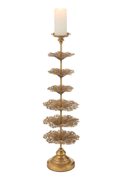 Porte-bougie en métal doré de grande tailleJ-Line