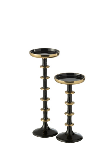 Porte-bougie Boule Métal Noir/Or GrandJ-Line