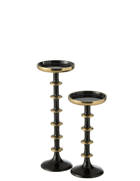 Porte-bougie Boule Métal Noir/Or GrandJ-Line