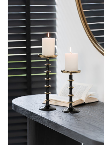 Porte-bougie Boule Métal Noir/Or GrandJ-Line