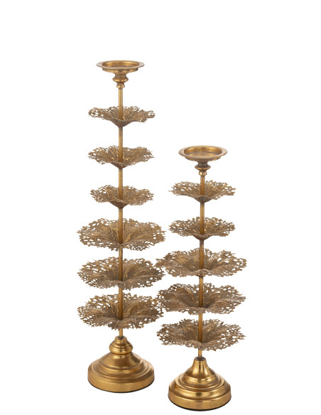 Porte-bougie en métal doré de grande tailleJ-Line
