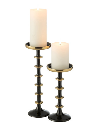 Porte-bougie Boule Métal Noir/Or GrandJ-Line