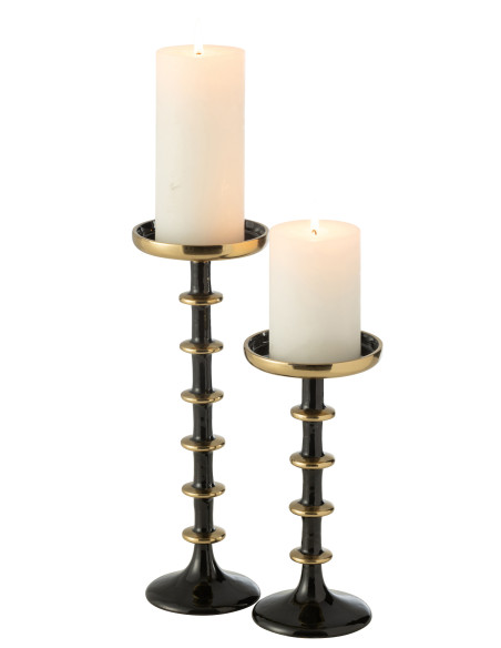 Porte-bougie Boule Métal Noir/Or GrandJ-Line