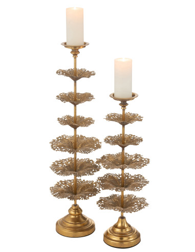 Porte-bougie en métal doré de grande tailleJ-Line
