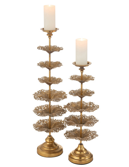 Porte-bougie en métal doré de grande tailleJ-Line
