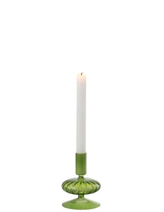 Porte-bougie en verre vert en forme d'OVNIJ-Line 2