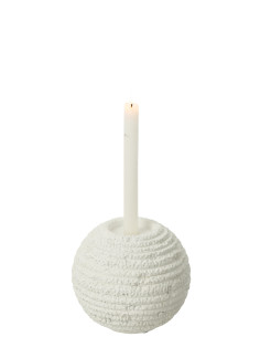 Porte-bougie Creta rond en ciment blanc grandJ-Line