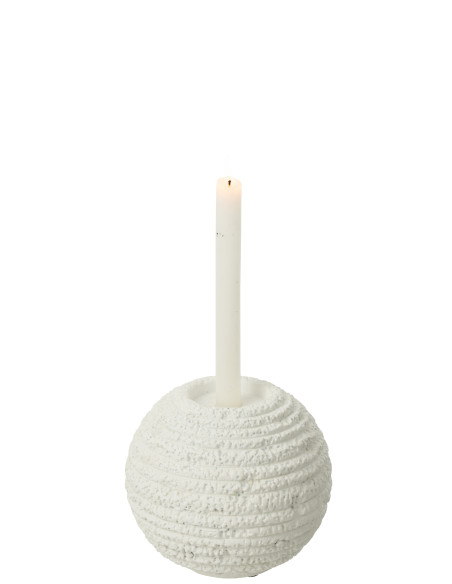 Porte-bougie Creta rond en ciment blanc grandJ-Line