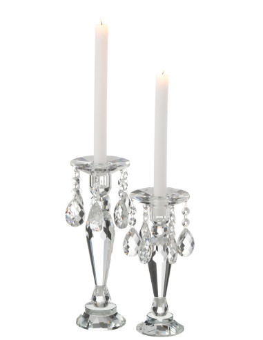Porte-bougie Louise en cristal transparent grandJ-Line