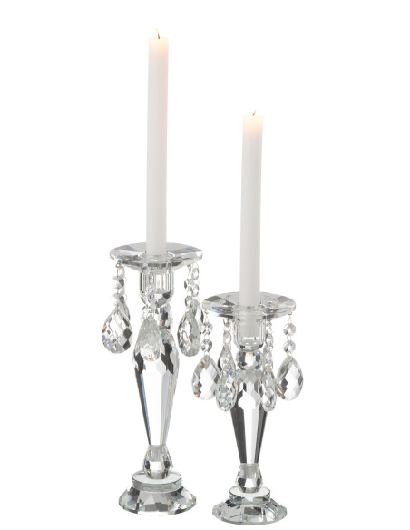 Porte-bougie Louise en cristal transparent grandJ-Line