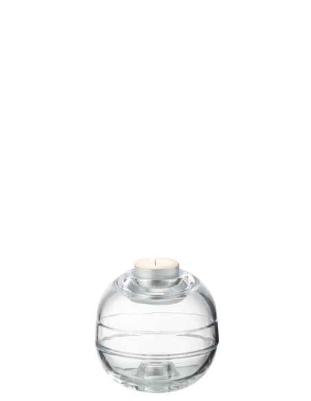 Porte-bougie en verre transparent.J-Line