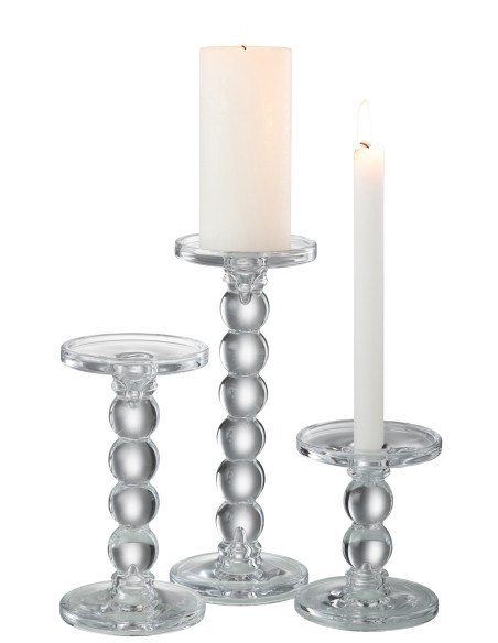Porte-bougie en verre transparent de grande tailleJ-Line