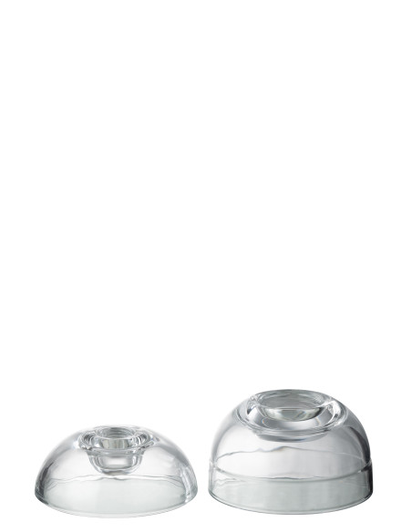 Porte-bougie en verre transparent.J-Line