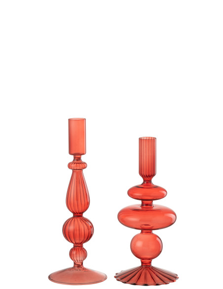 Porte-bougie Bollen Mix Verre RougeJ-Line