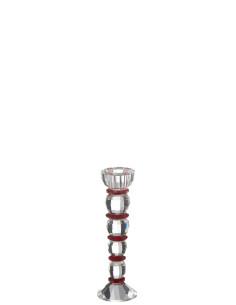 Porte-bougie Annie en cristal rouge / transparent grandJ-Line
