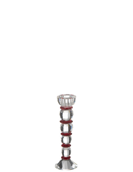 Porte-bougie Annie en cristal rouge / transparent grandJ-Line
