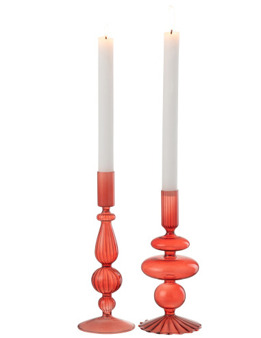 Porte-bougie Bollen Mix Verre RougeJ-Line
