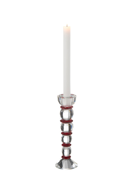 Porte-bougie Annie en cristal rouge / transparent grandJ-Line
