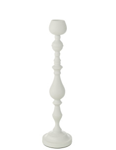 Porte-bougie Monarchie en métal blanc de grande tailleJ-Line