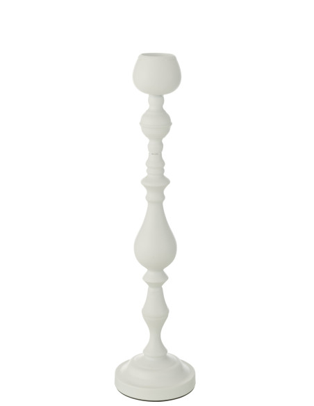 Porte-bougie Monarchie en métal blanc de grande tailleJ-Line