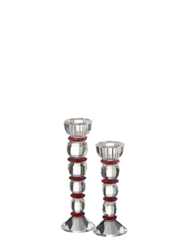Porte-bougie Annie en cristal rouge / transparent grandJ-Line