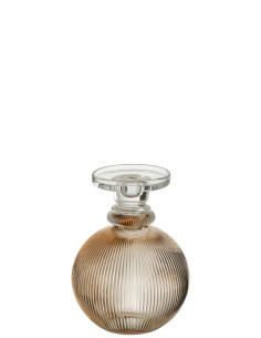 Porte-bougie/Vase Malik en verre rond taupe/transparentJ-Line 2
