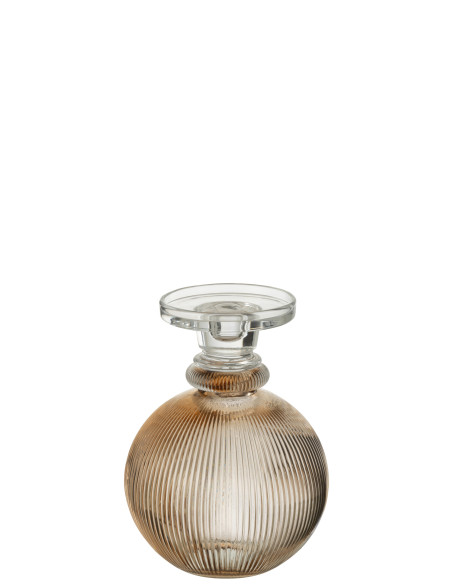 Porte-bougie/Vase Malik en verre rond taupe/transparentJ-Line