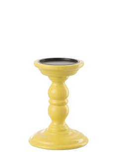 Porte-bougie en bois de manguier jauneJ-Line