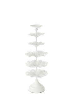 Porte-bougie en métal blanc petit arbreJ-Line