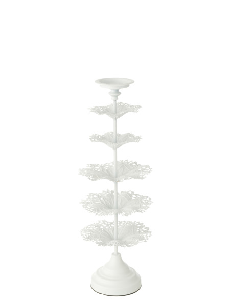 Porte-bougie en métal blanc petit arbreJ-Line
