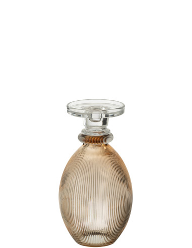 Porte-bougie/Vase Malik en verre rond taupe/transparentJ-Line