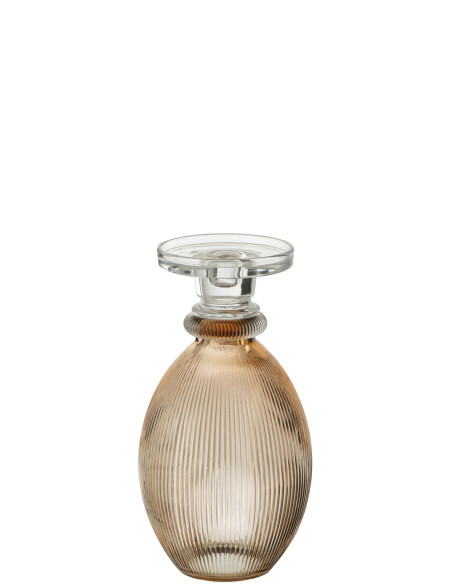 Porte-bougie/Vase Malik en verre rond taupe/transparentJ-Line