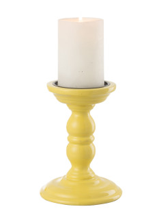 Porte-bougie en bois de manguier jauneJ-Line 2