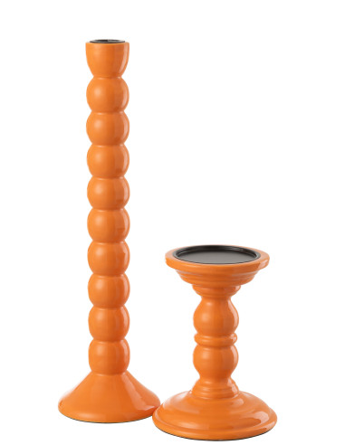 Porte-bougie en bois de manguier orangeJ-Line