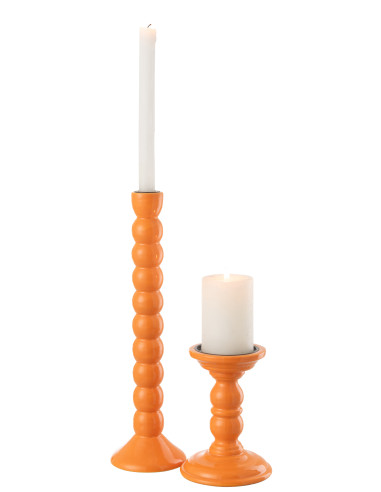 Porte-bougie en bois de manguier orangeJ-Line