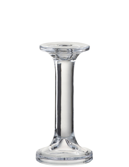 Bougeoir en verre lisse transparent grandJ-Line