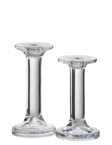 Bougeoir en verre lisse transparent grandJ-Line