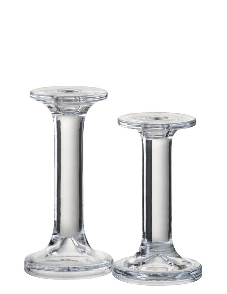 Bougeoir en verre lisse transparent grandJ-Line