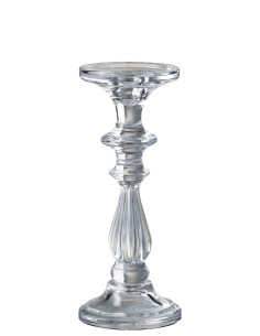 Bougeoir / Porte-bougie Tibo en verre transparent de taille moyenneJ-Line