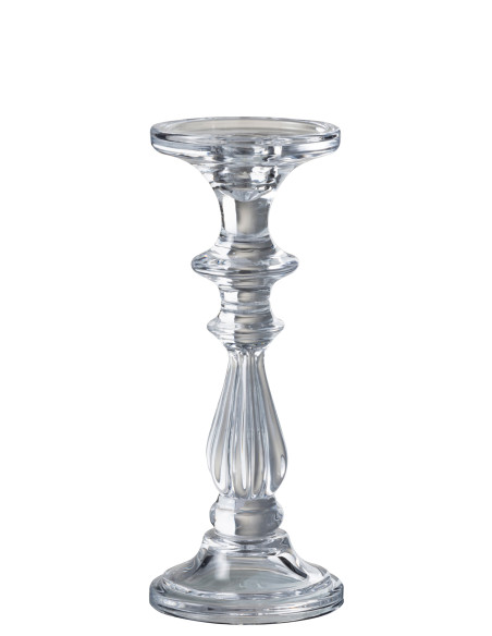 Bougeoir / Porte-bougie Tibo en verre transparent de taille moyenneJ-Line