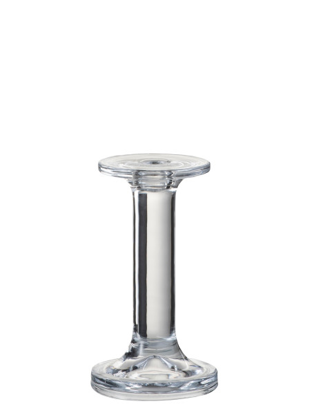 Bougeoir en verre lisse transparent petitJ-Line