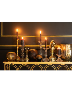 Bougeoir / Porte-bougie Tibo en verre transparent de taille moyenneJ-Line 2